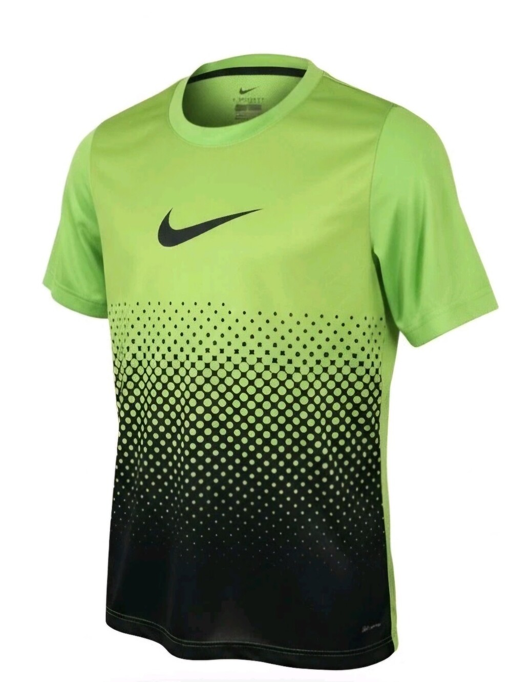 Y2K 90S Nike Men’s Neon Green and Black Gradient Graphic Short Sleeve Tee
